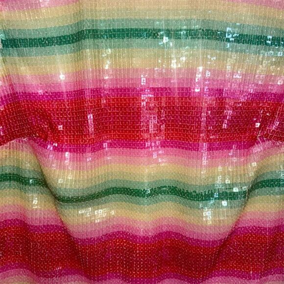 J. Crew Watermelon Stripe Sequin Sleeveless Party Top Size Small - Picture 5 of 7